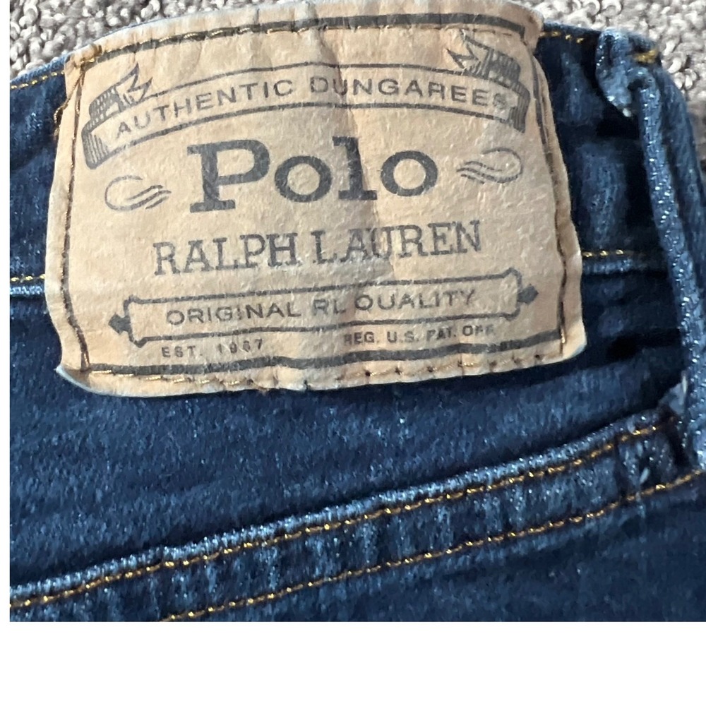 Polo Ralph Lauren Jeans Kids 16 Dark Blue Slim Fit Authentic Dungarees Denim - Picture 8 of 11